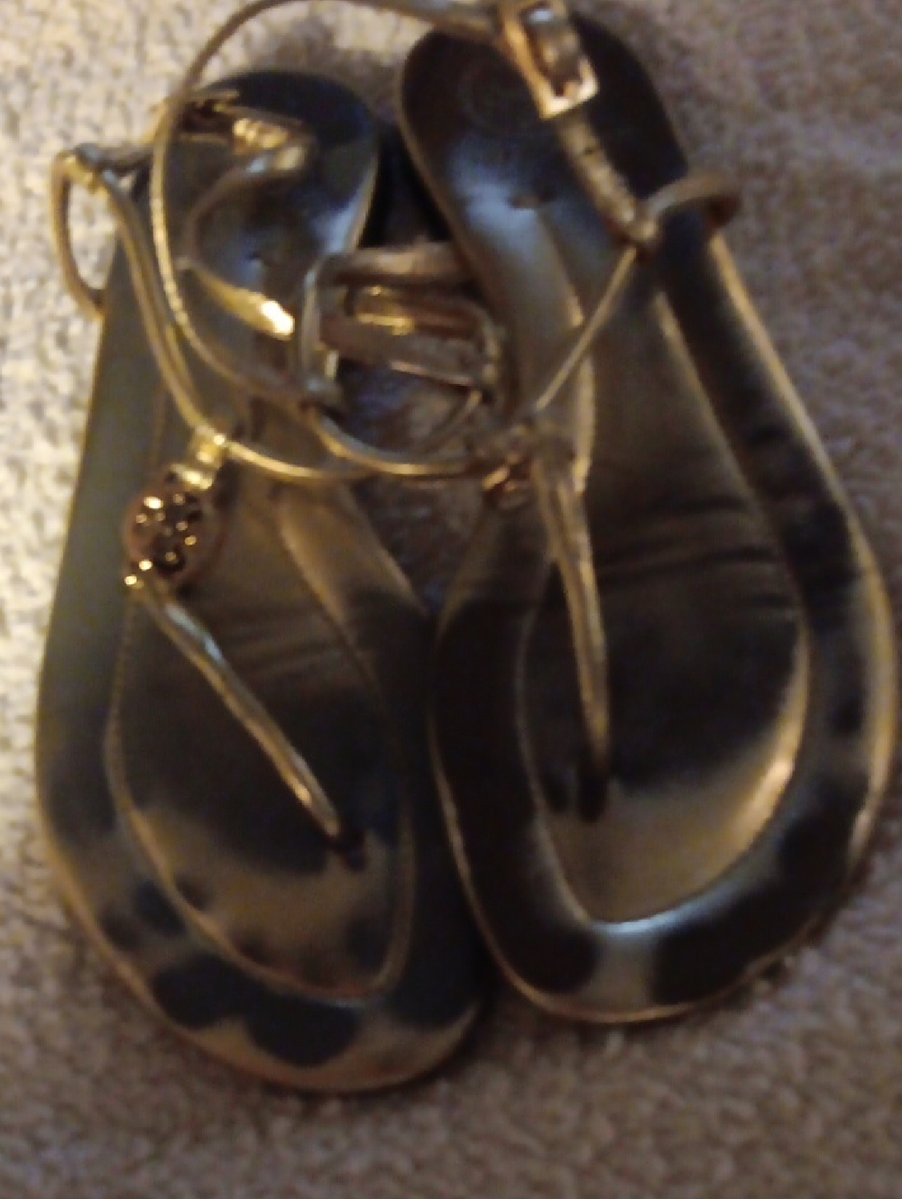 Tory Burch Metallic Gold T-Strap Leather Sandals